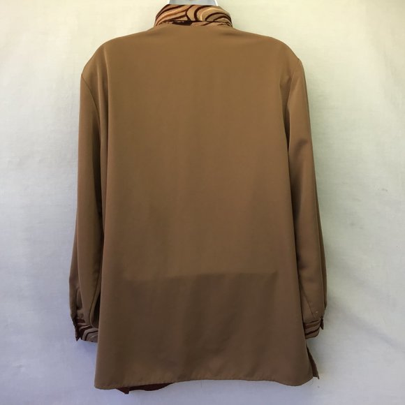 Maggie Sweet Womens Top Brown Long Sleeve Button Up Blouse Tunic Shirt Padded PL - Picture 5 of 8